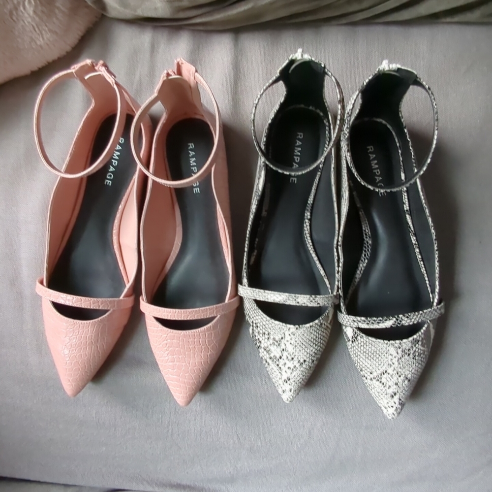 Rapamage Blakely flats x2 pairs with ankle strap and Mary Jane strap